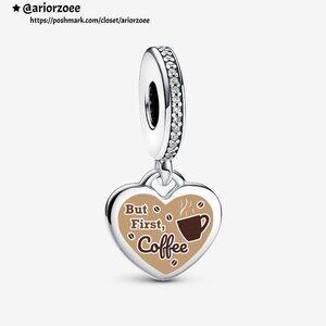 Pandora Engravable But First Coffee Charm|Pendant